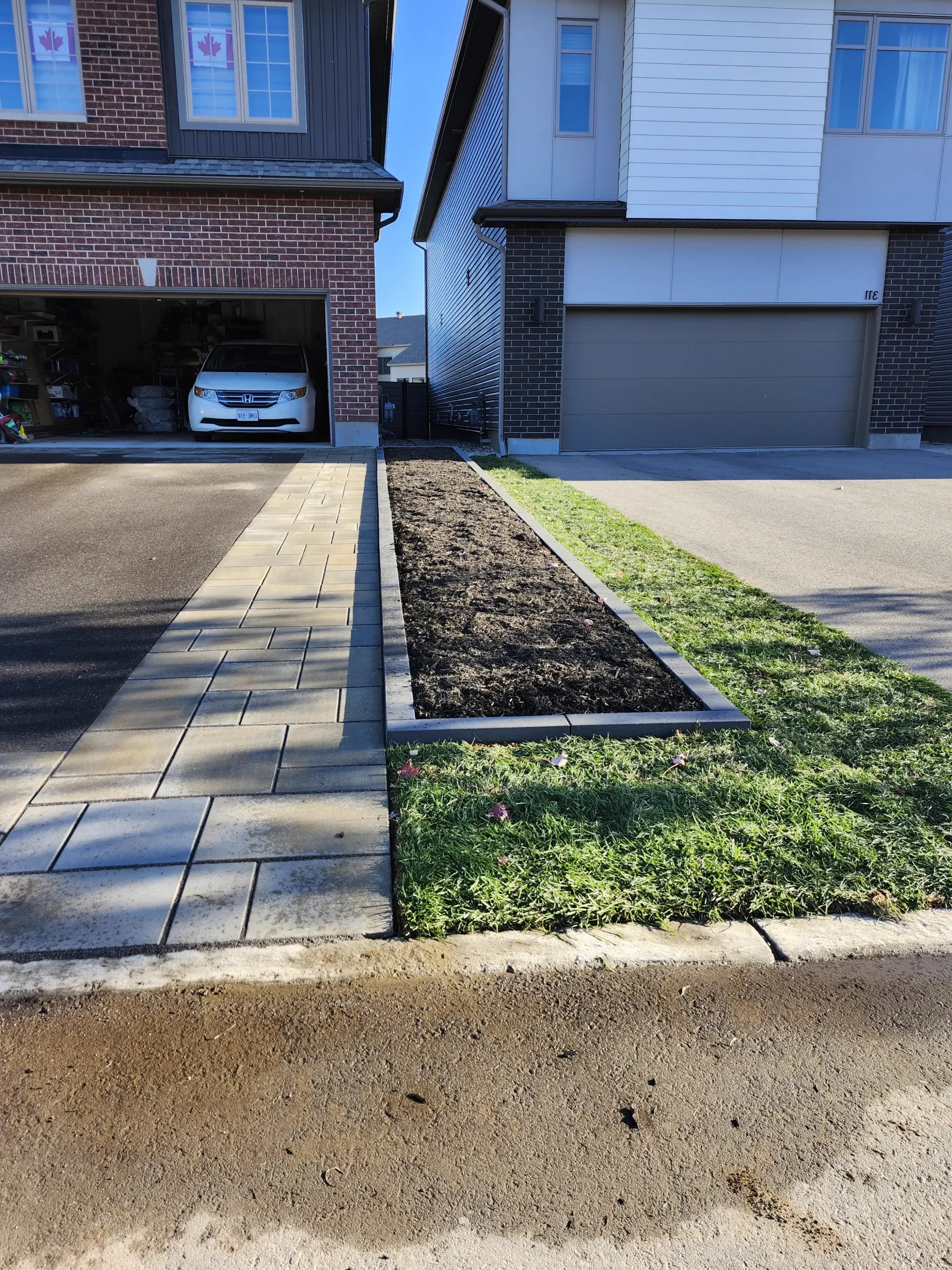 Driveway and yard landscaping — front and rear set