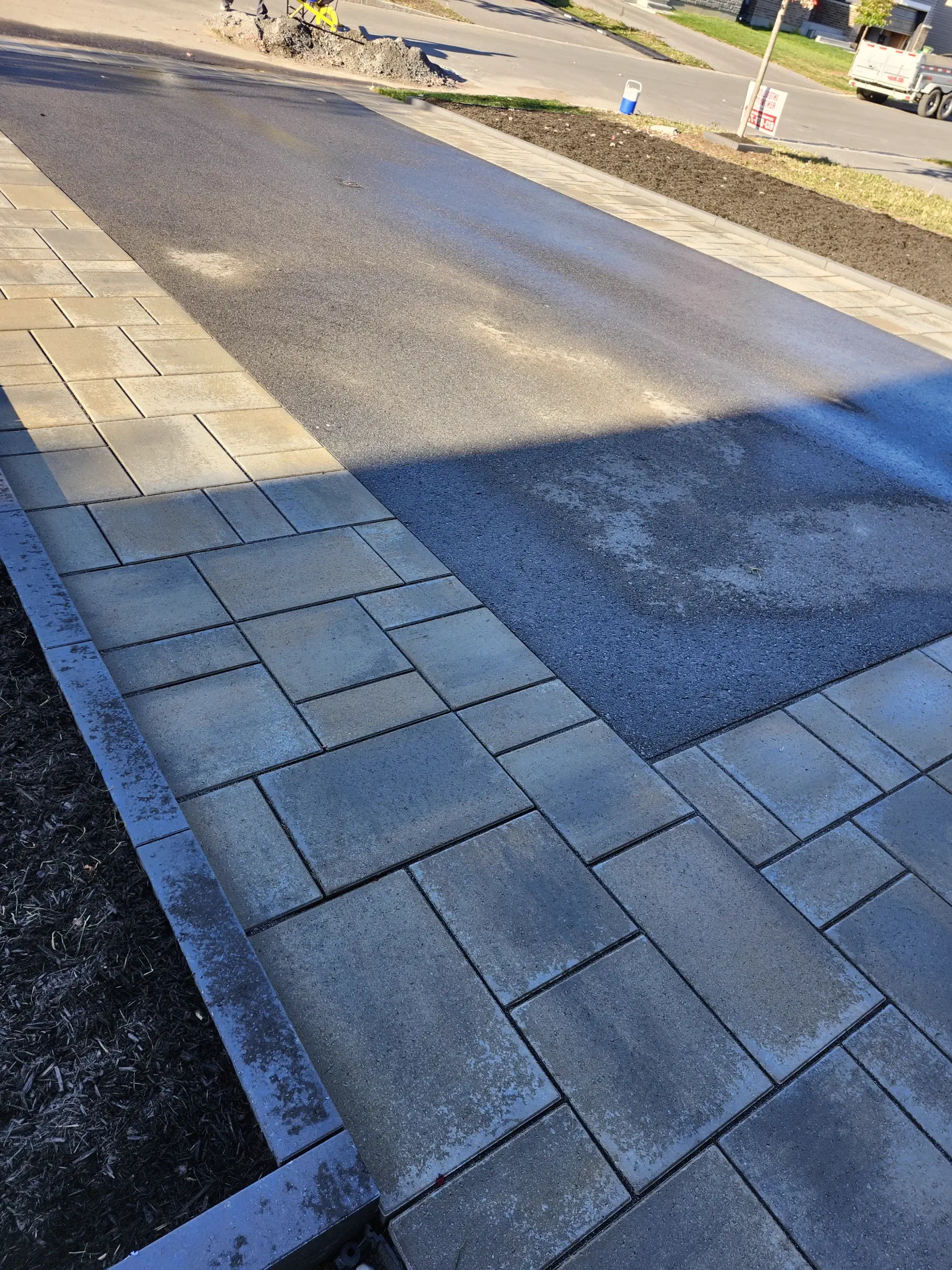 Driveway and yard landscaping — front and rear set