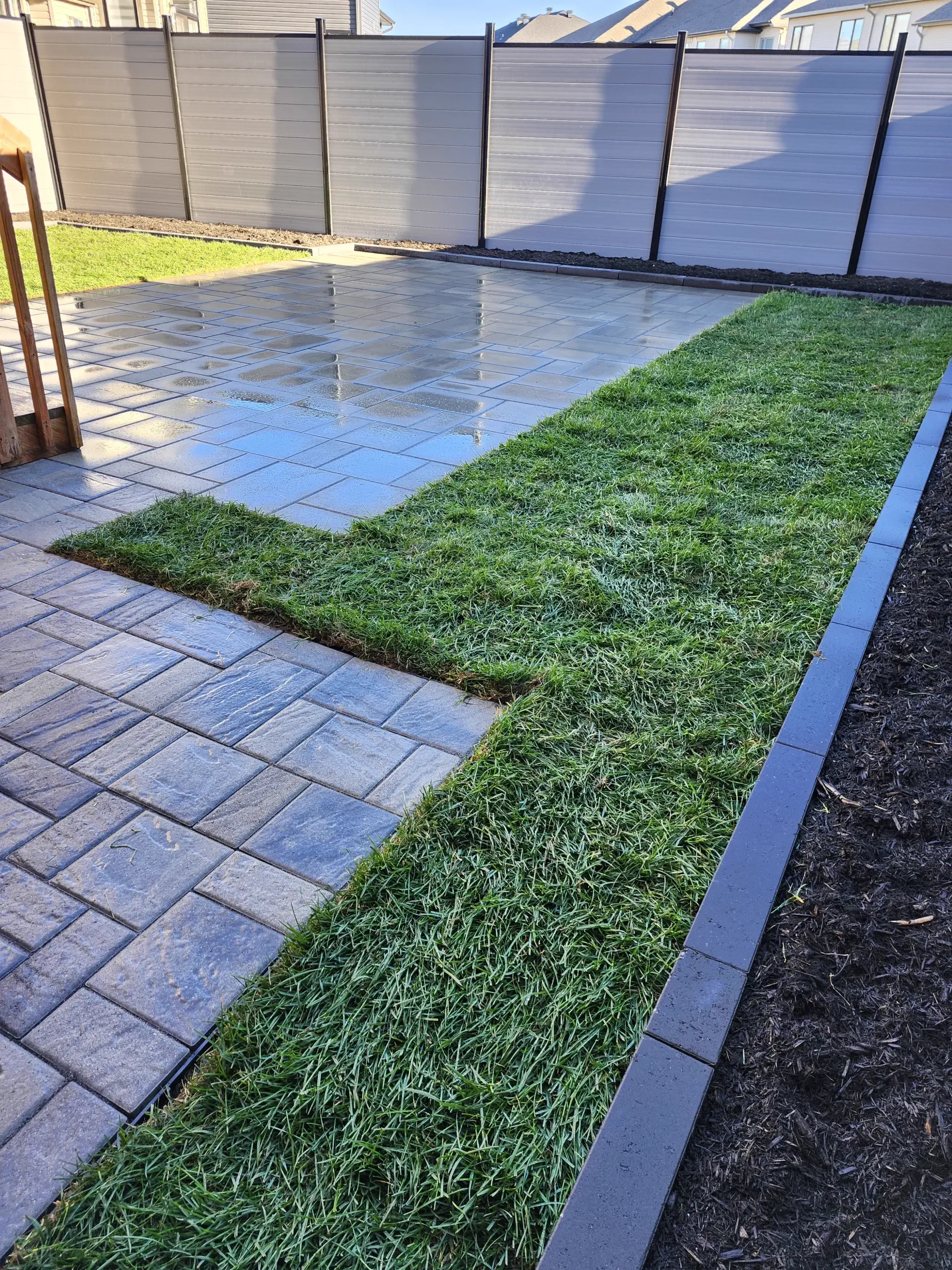 Driveway and yard landscaping — front and rear set